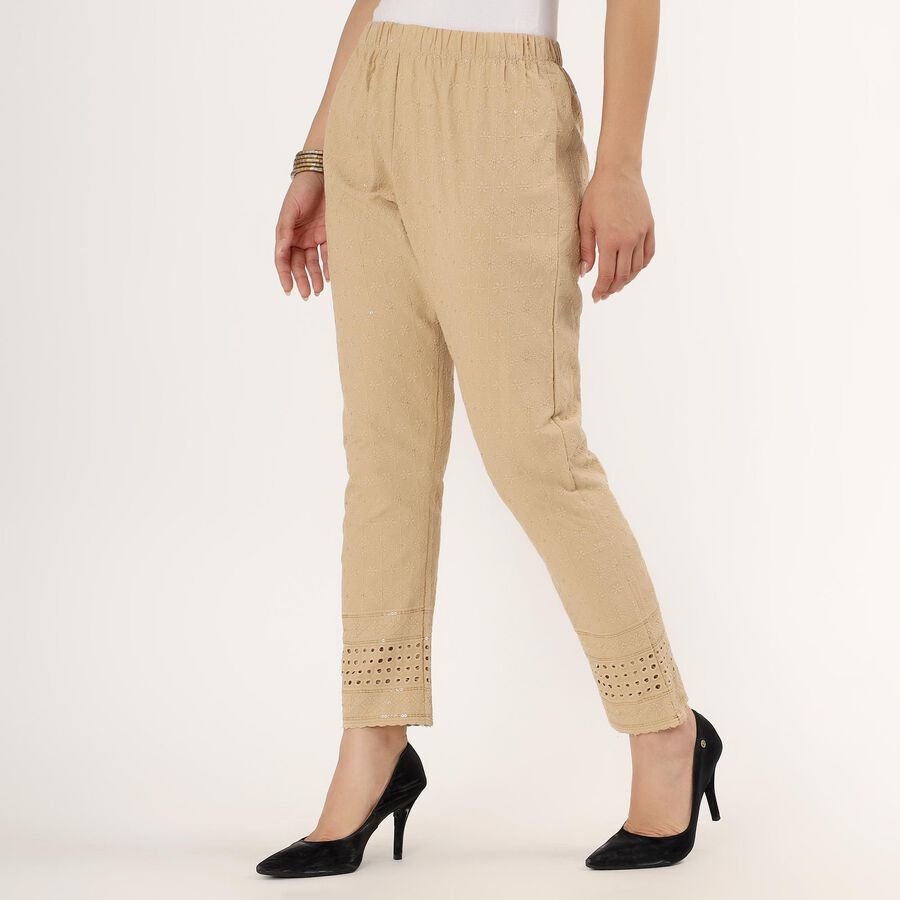 Ladies' 100% Cotton Palazzos , Beige, large image number null