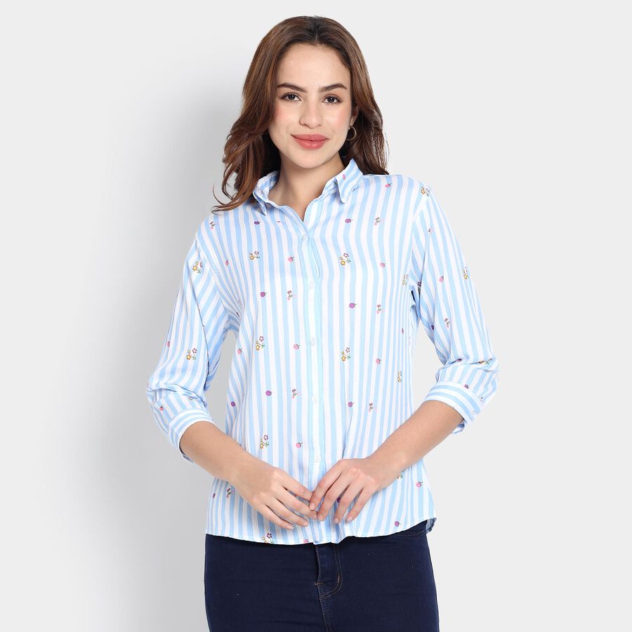 Ladies'  Stripes Shirt, Light Blue, large image number null