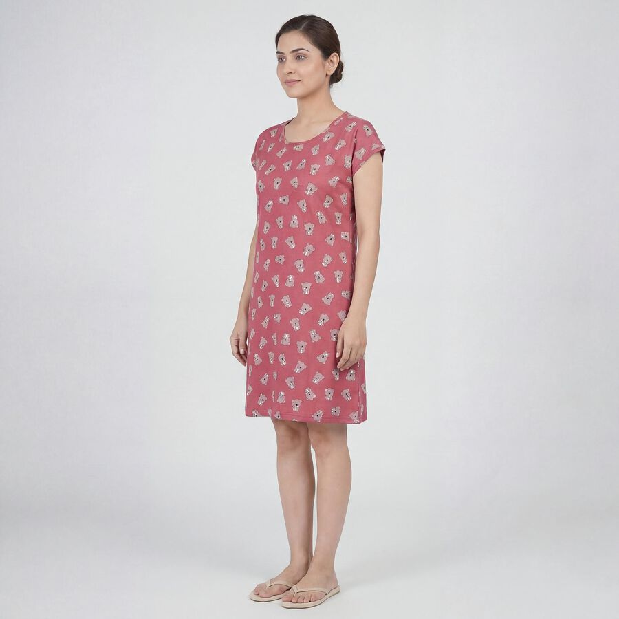 Women's Lilac V-Neck Lace Trim Nighty, Lilac, large