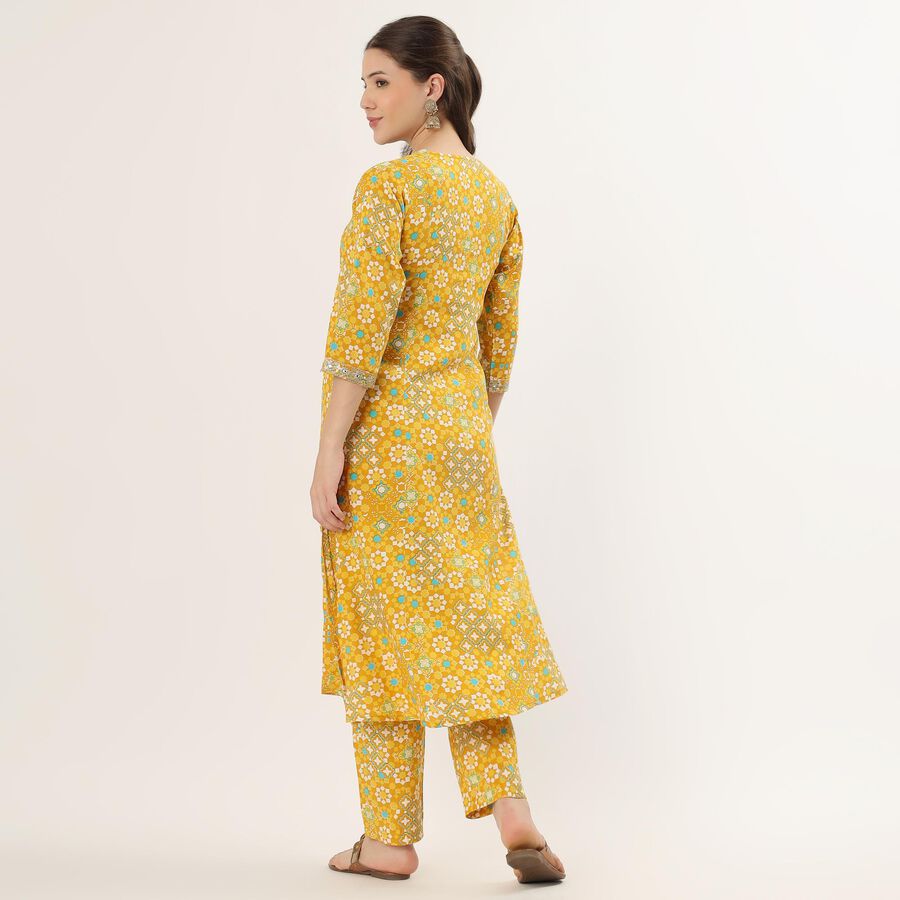 Women's Mustard Floral Printed Ethnic Set, Mustard, large