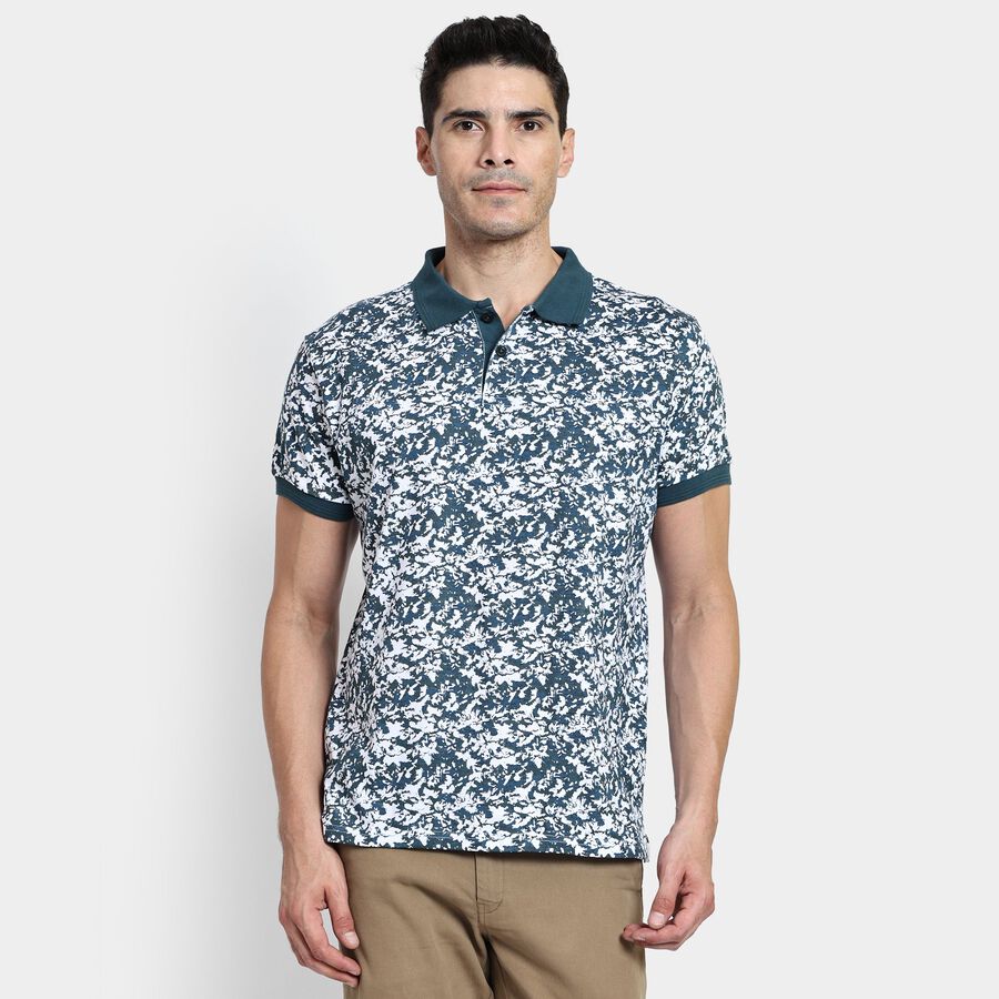 Men's 100% Cotton Collared Half Sleeves T-Shirt, Dark Blue, large image number null