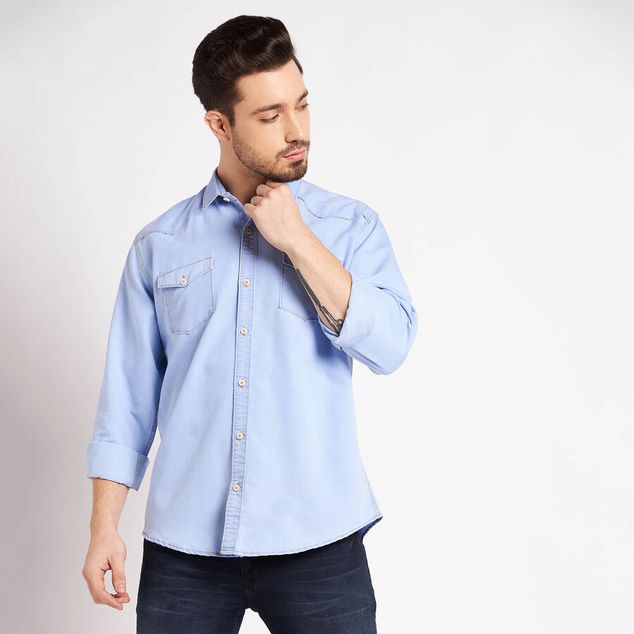 Solid Casual Shirt, Light Blue, large image number null