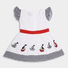 Infant Girls' 100% Cotton Frock, नेवी ब्लू, small