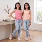 Girls Coral Cotton Strap Neck Sweater Vest, मूँगा (कोरल), small