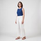 Women's Off White Wide-Leg Solid Palazzos, ऑफ व्हाइट, small