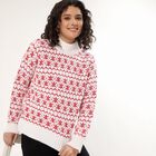 Women's Bright Cherry Red High Neck Casual Pullover, Red, small image number null