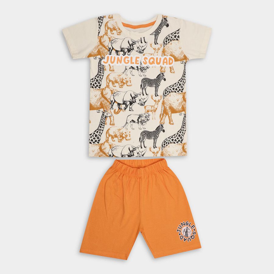 Boys' 100% Cotton Knit Baba Suit, ऑफ व्हाइट, large
