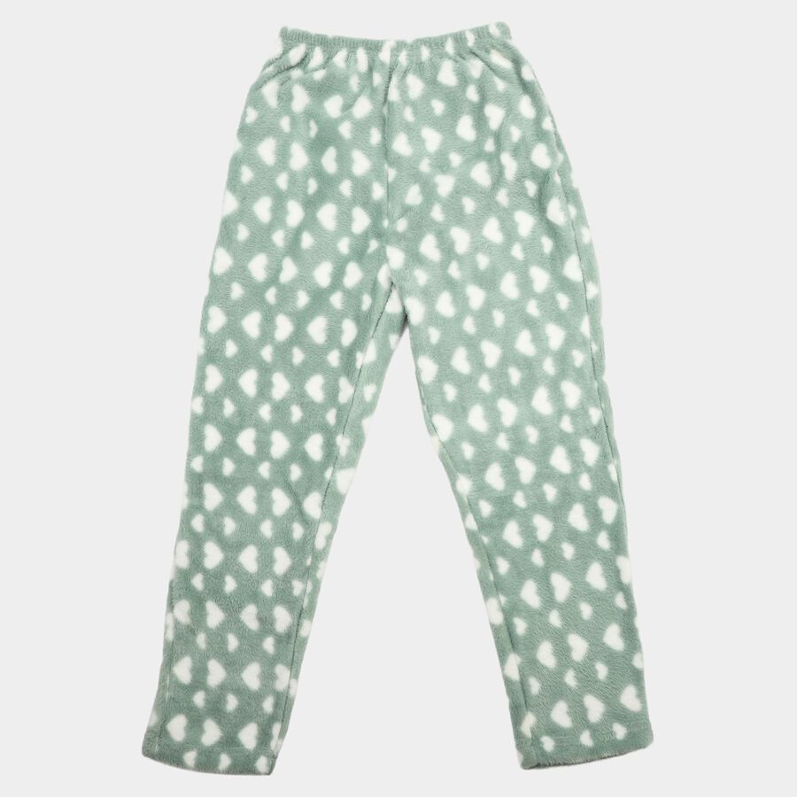 Girls' Mint Green Heart Printed Elastic Waist Pyjama, Light Green, large