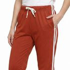 Women's Rust Regular Fit Side-Striped Track Pants, Rust, small