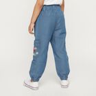 Girls' Medium Blue Relaxed Fit Embroidered Cargo Jeans, Light Blue, small image number null
