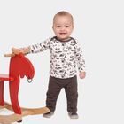 Infants' Charcoal 100% Cotton Round Neck Dinosaur Printed Baba Suit, चारकोल, small