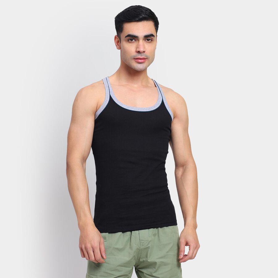 Men's 100% Cotton Gym T-Shirt , काला, large