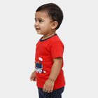 Infants' Red Cotton Round Neck Casual T-Shirt, Red, small