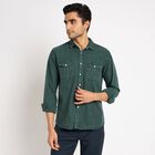 Men's 100% Cotton Casual Shirt , गहरा हरा, small image number null
