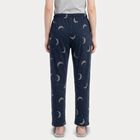 Women's Navy Blue Straight Fit Moon Print Pyjama, Navy Blue, small