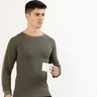 Men's Muted Olive Green Round Neck Thermal, Olive, small image number null