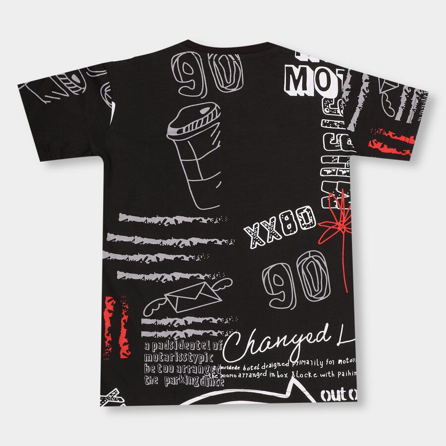 Boys' 100% Cotton Half Sleeves T-Shirt , Black, large image number null