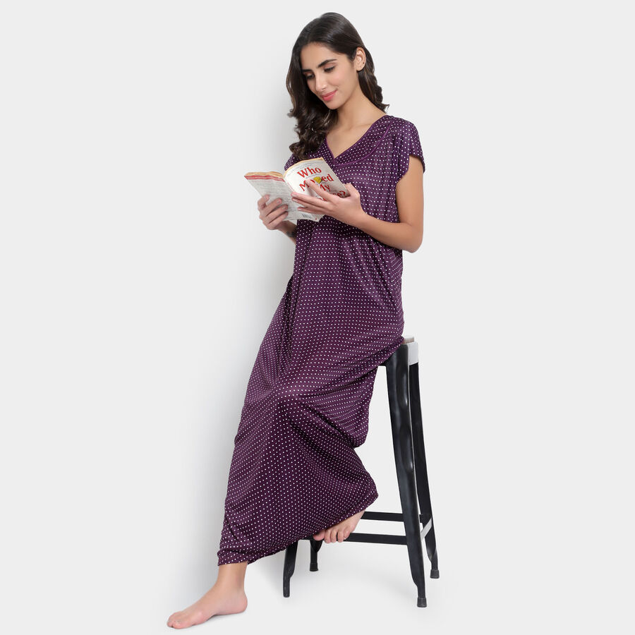 Printed Nighty, Purple, large image number null