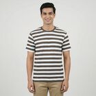 Men's Khaki Round Neck Casual T-Shirt, Khaki, small