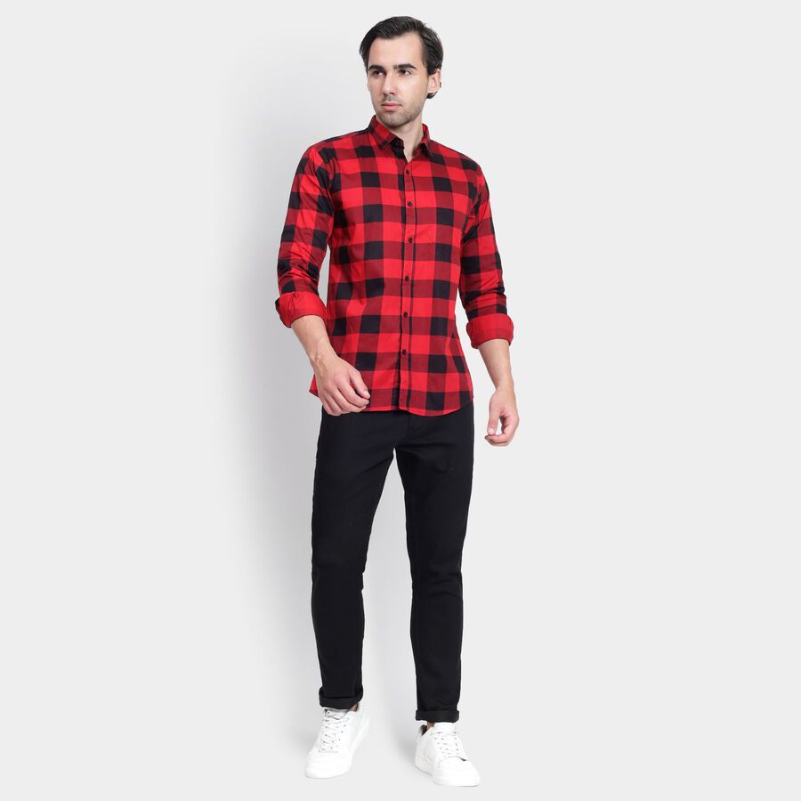 Men's 100% Cotton Casual Shirt, लाल, large image number null