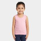 Girls Pink Cotton Round Neck Vest, गुलाबी, small