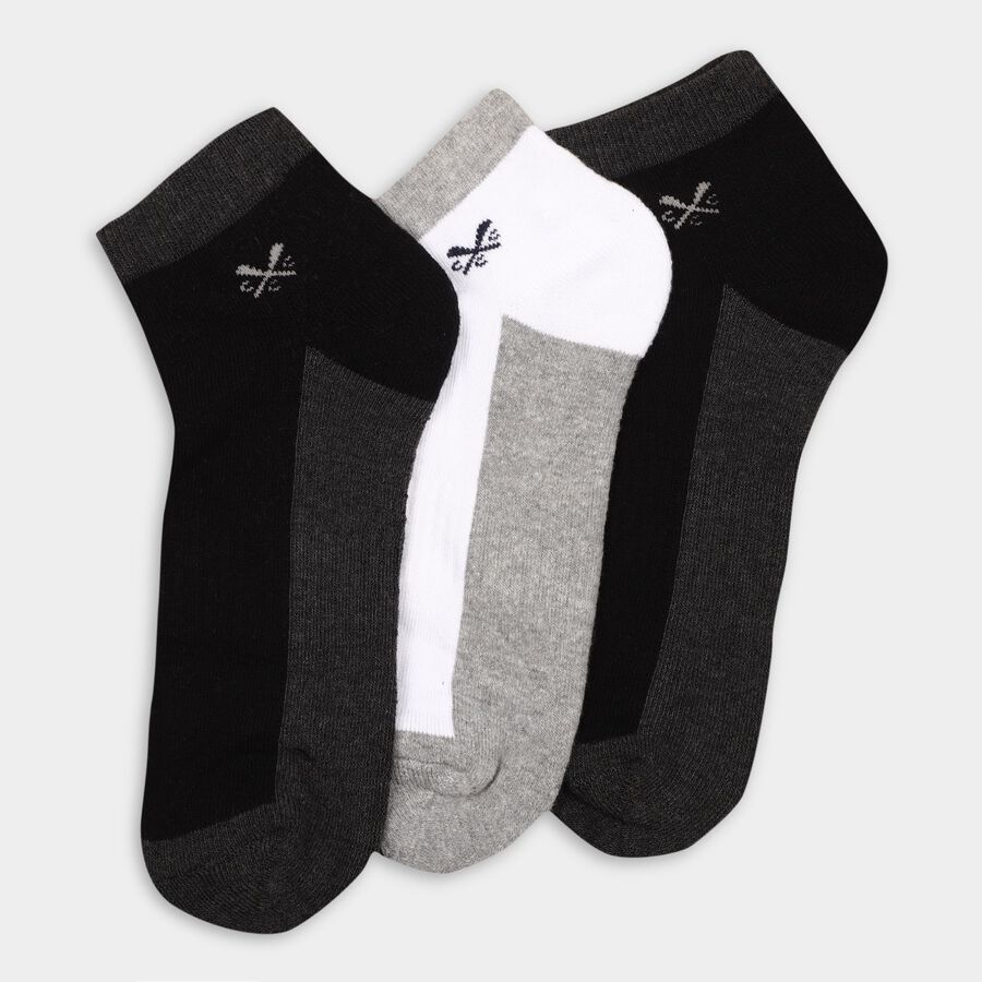 Men's Socks (Pack of 3), Black, large image number null