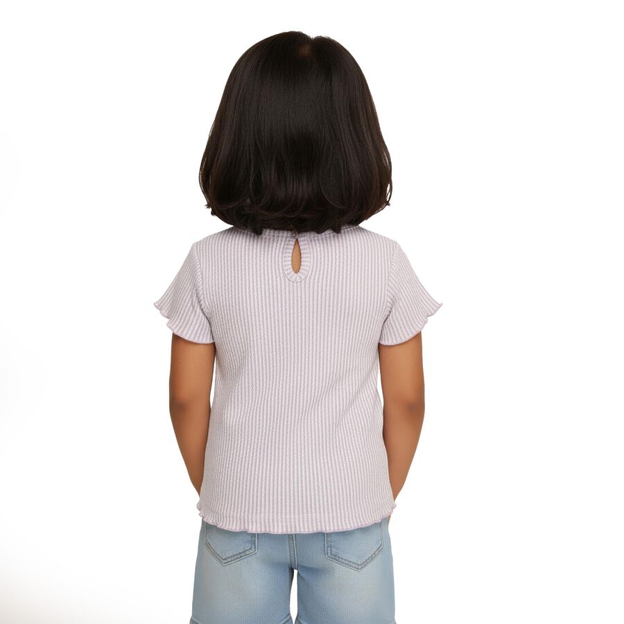 Girls Light Lavender Round Neck Casual T-Shirt, लाइलेक, large