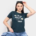 Ladies' Round Neck T-Shirt, गहरा हरा, small