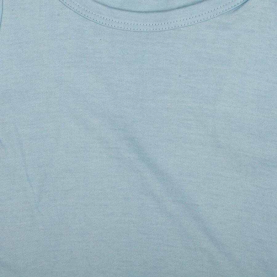 Boys Light Blue Cotton Round Neck Sleeveless Vest, हल्का नीला, large