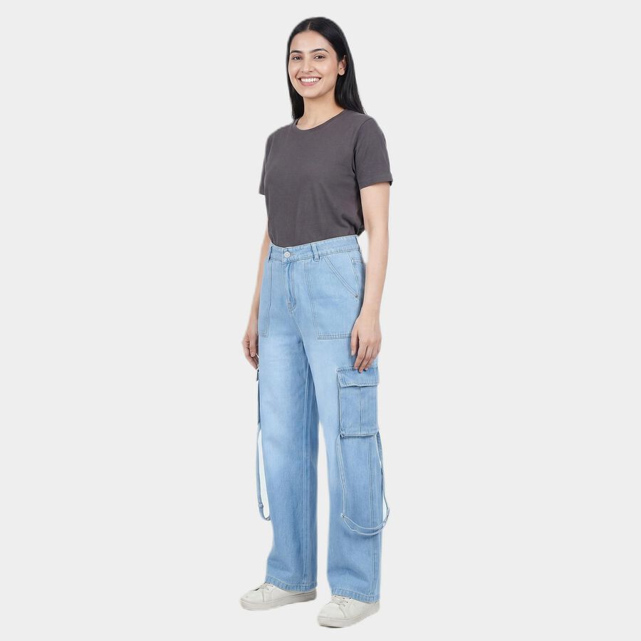 Women's Blue Wide Leg High-Rise Jeans, Light Blue, large