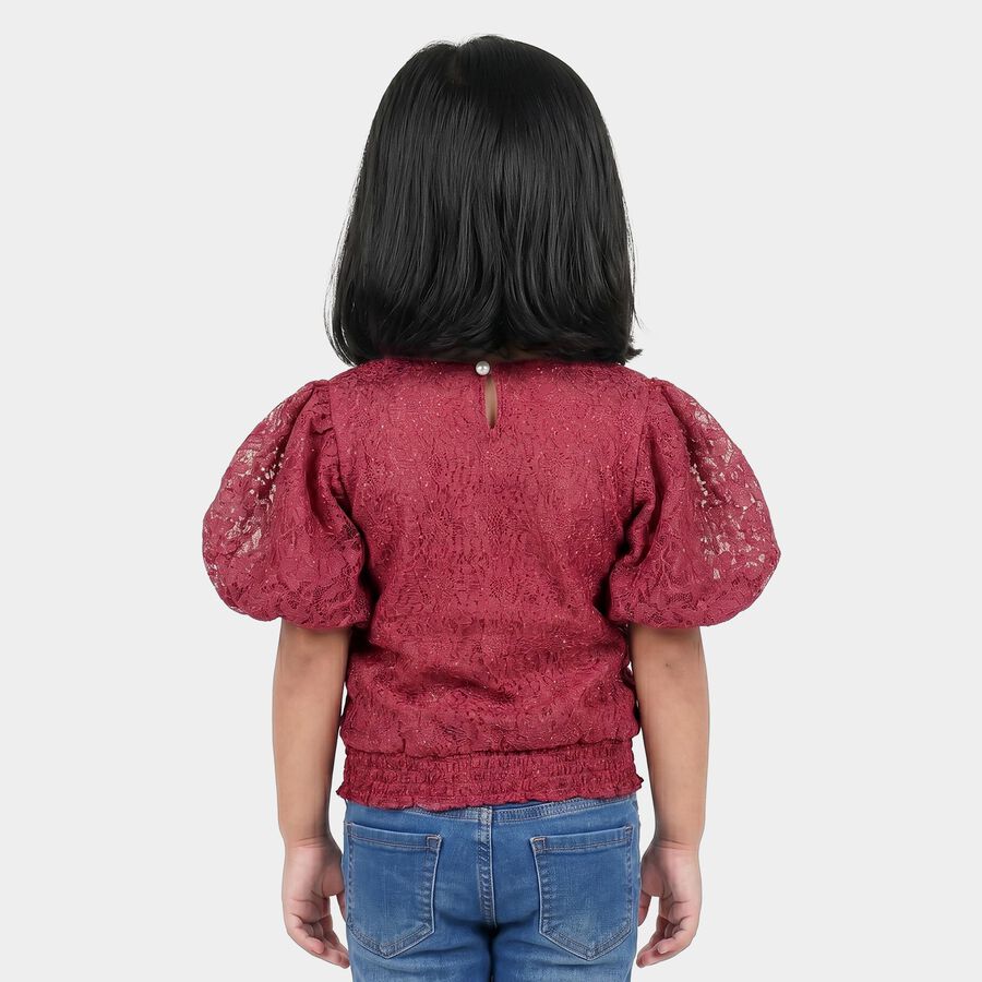 Girls Pink Round Neck Regular T-Shirt, गुलाबी, large
