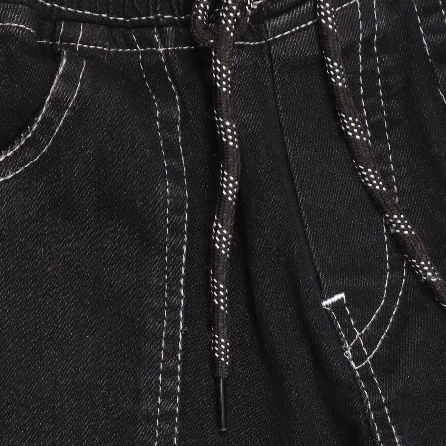 Boys' Jet Black Slim Fit Jogger Jeans, काला, large image number null