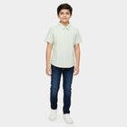 Boys Green Cotton Classic Casual Shirt, Light Green, small