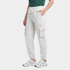 Women's Ecru Melange Jogger Fit Cargo Track Pants, एक्रू मिश्रित, small