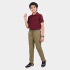 Boys' Olive Green Straight Fit Drawstring Waist Trousers, ओलिव, small