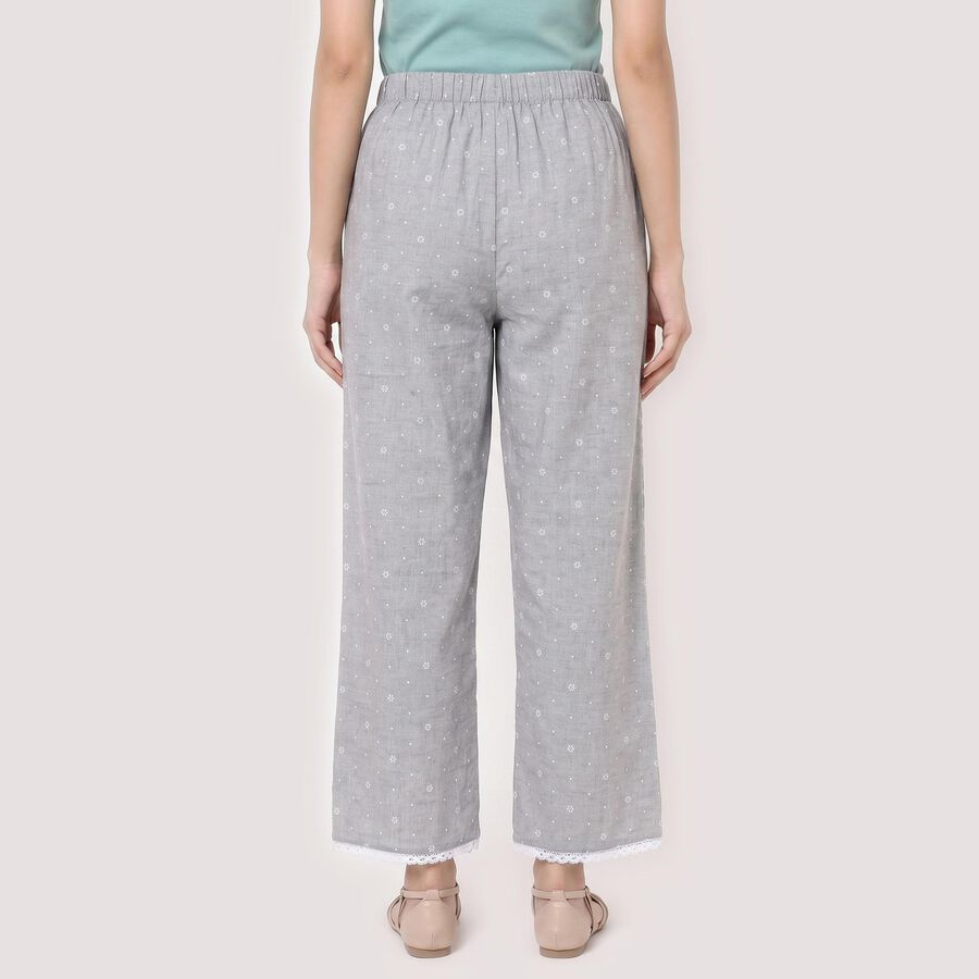 Women's Grey Regular Fit Printed Palazzos, Light Grey, large