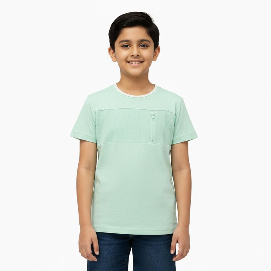 Boys' Half Sleeves T-Shirt, हल्का हरा, large image number null