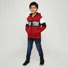 Boys Rich Maroon Hoodie Neck Streetwear Sweatshirt, Maroon, small image number null
