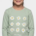 Girls Mint Green Round Neck Regular Top, हल्का हरा, small