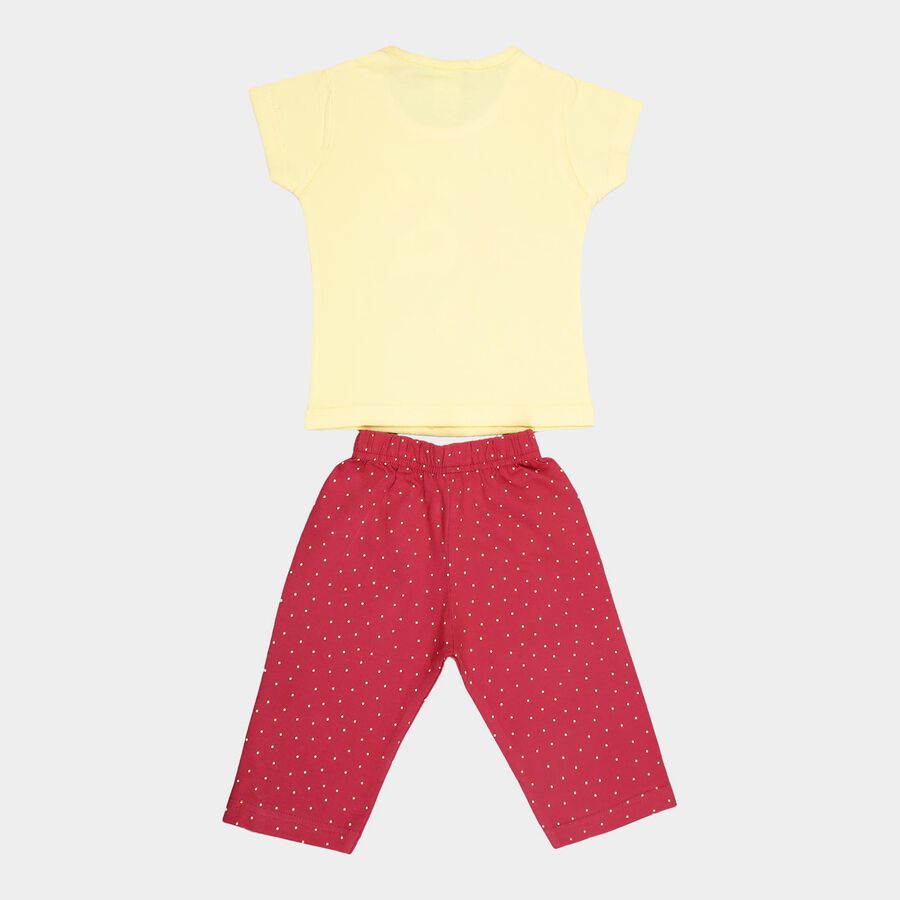 Girls Cotton Solid Capri Set, Yellow, large image number null