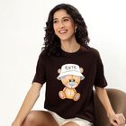 Ladies' Round Neck T-Shirt, Brown, small image number null