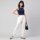 Women's Off White Regular Fit Lace Hem Palazzos, Off White, small