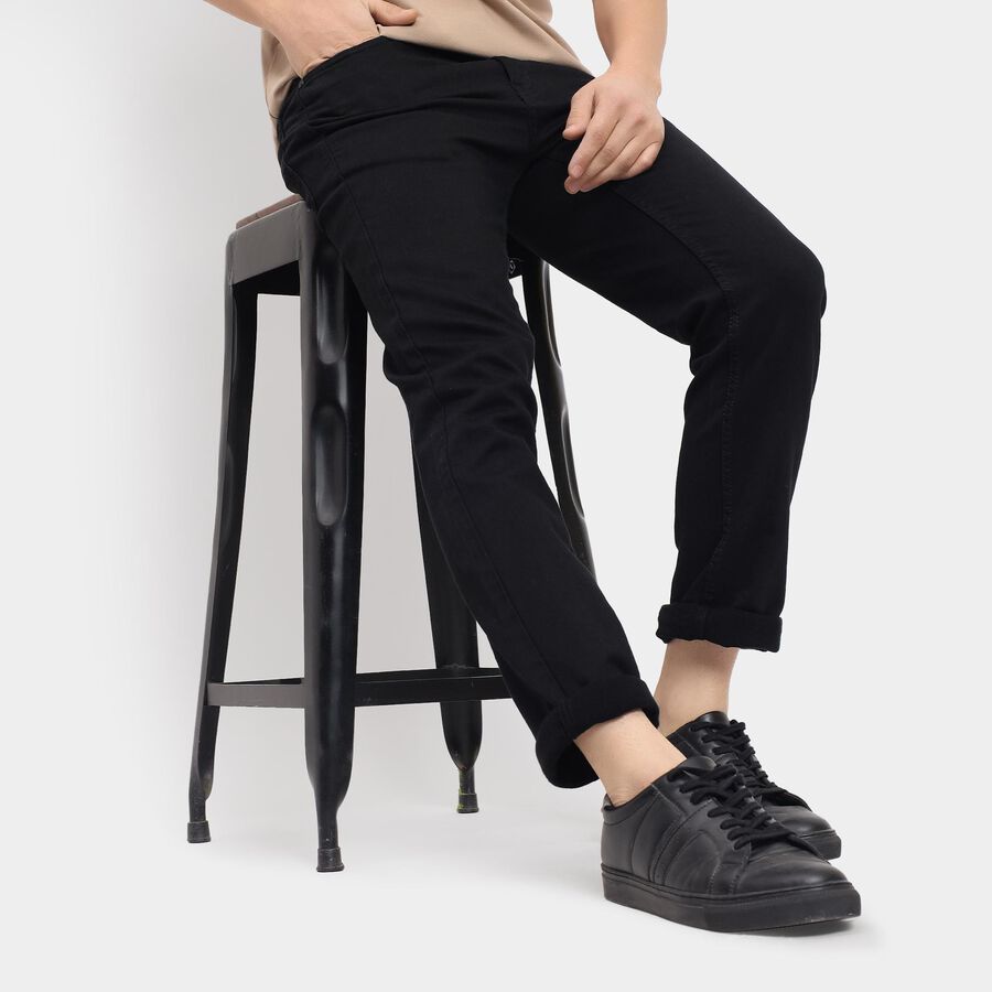 Men's 100% Cotton Slim Fit Jeans , Black, large image number null
