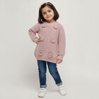 Girls' Light Pink Crew Neck Textured Pullover, हल्का गुलाबी, small image number null