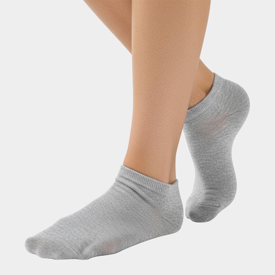 Men's Black, White and Grey Ankle Length Cotton Blend Socks Pack of 3, Black, large