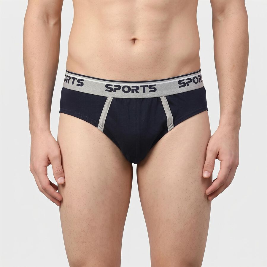 Men's Navy Blue Regular Fit Briefs, नेवी ब्लू, large