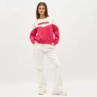 Women's Bright Pink and White Crew Neck Casual Sweatshirt, Fuchsia, small image number null