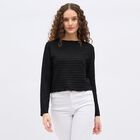 Women's Jet Black Round Neck Casual Top, Black, small image number null