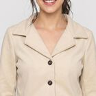 Women Off White Single-Breasted Cropped Blazer, Off White, small