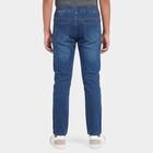 Boys Blue Straight Fit Drawstring Waist Jeans, गहरा नीला, small